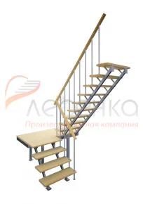 Комбинированная межэтажная лестница ЛЕС-06, Сосна