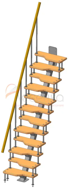 Лестница малогабаритная на монокосоуре «Гусиный шаг» - фото 1