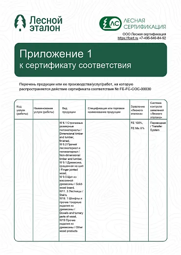 Лесной эталон Приложение 